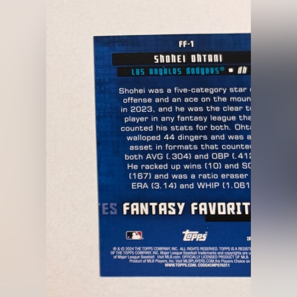2024 Topps Fantasy Favorites : Shohei Ohtani # FF-1 Los Angeles Dodgers - Picture 7 of 8
